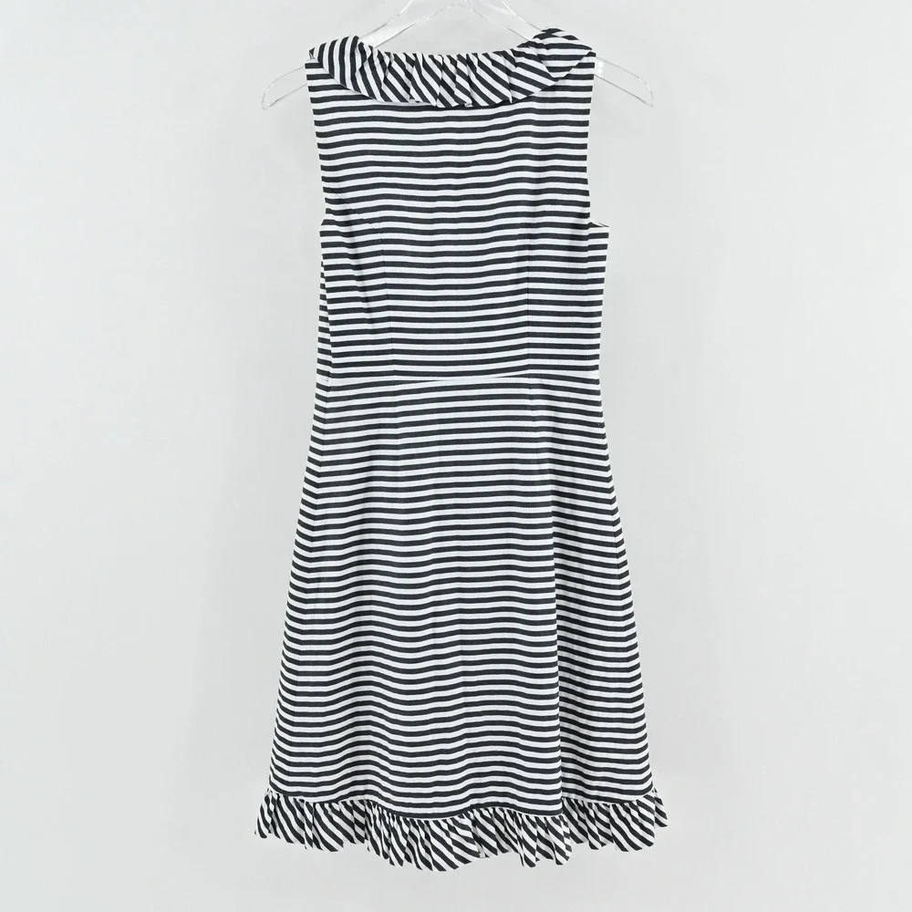 Kate Spade Striped Ruffle Dress Size‎ 2 Nautical Sleeveless Breezy Preppy Cotton